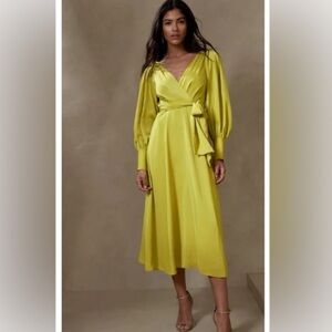 Banana Republic Celestial Blousson Citron Wrap Dress Size 6